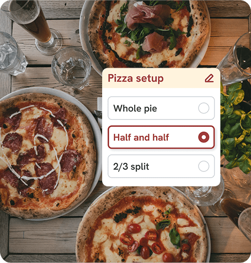 Pizza halves & quarters